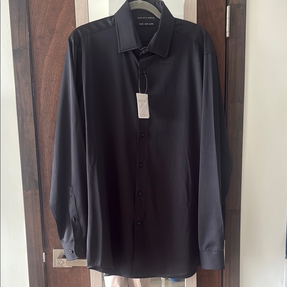 Saks Fifth Avenue Elegant Black Dress Shirt